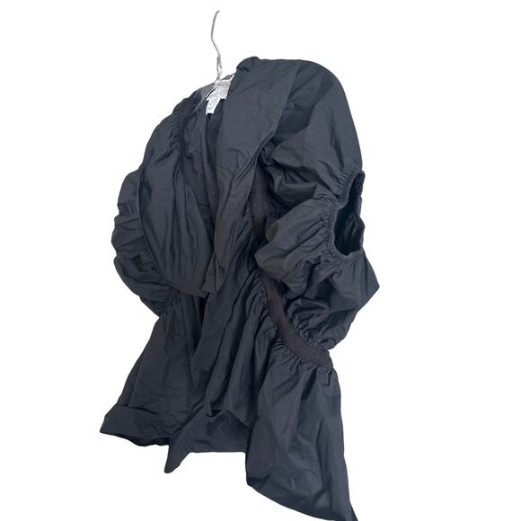 Ryu Women’s Black Ruffle Puff Balloon Sleeve Shrug Bolero Jacket Cotton Small - Picture 2 of 6